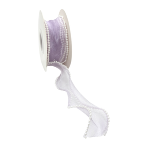 Rola organza LILA cu margine perlute 4cm/4.5m